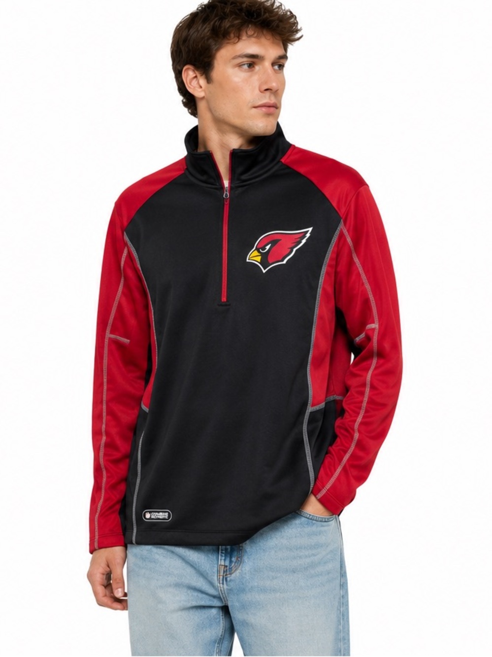 New Era Arizona Cardinals NFL Team Apparel 1/4 Zip Pullover XL Black Red